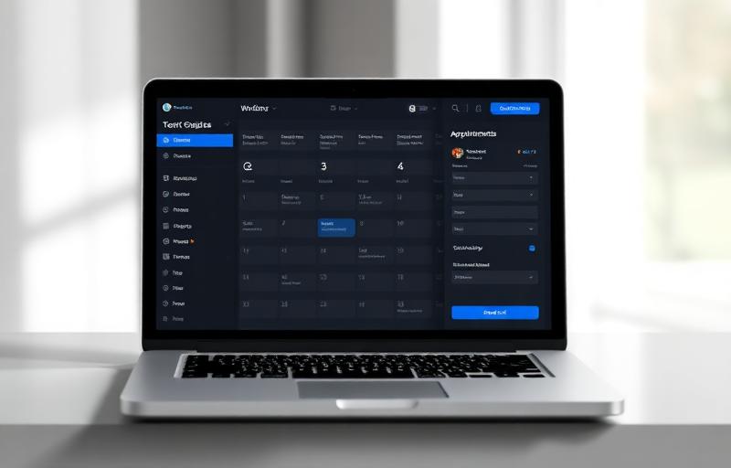 Booking system admin panel with calendar view and appointment scheduling